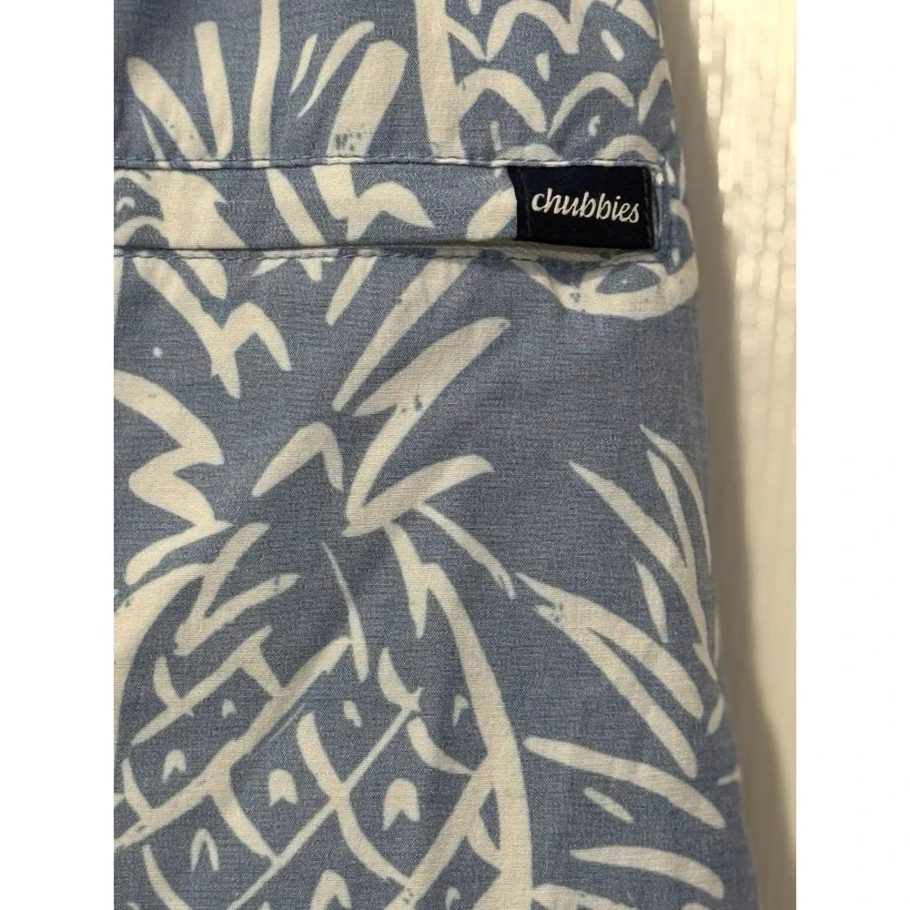 Chubbies Men Chino Shorts Pineapple Blue Drawstring Swim‎ Beach Resort Vacation